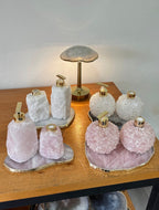 Kit Lavabo Luxo com Pedras Naturais e Dispensers Dourados