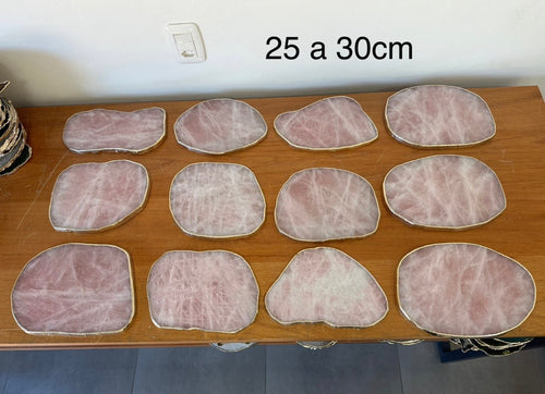 Bandeja Decorativa de Pedras Naturais com Borda Prateada