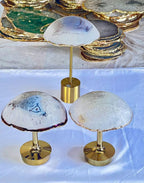 Abajur Decorativa de Ágata Natural com Base Dourada